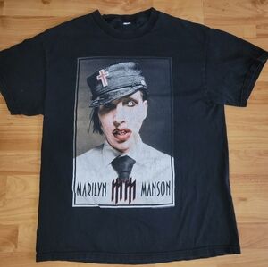 Y2K Vintage Grail🔥Marilyn Manson 2003 Black Tshirt, Giant Tag size Med/Large